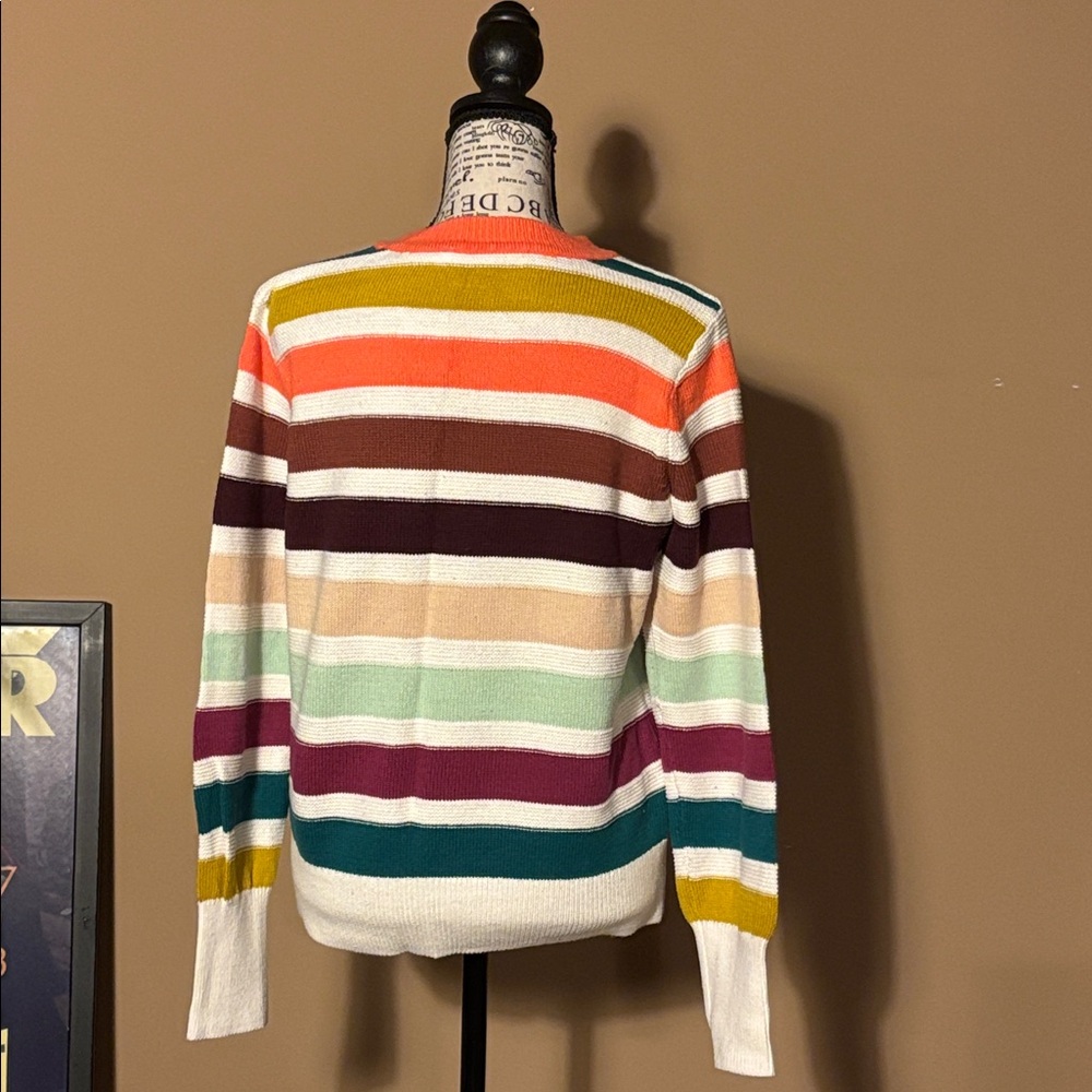 LOFT Multicolor Striped Crew Neck Sweater - Picture 6 of 8